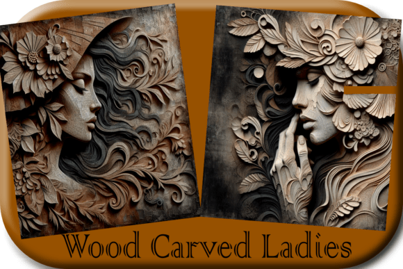 Download Wood Carved Ladies Portraits in Relief - Premium Resources