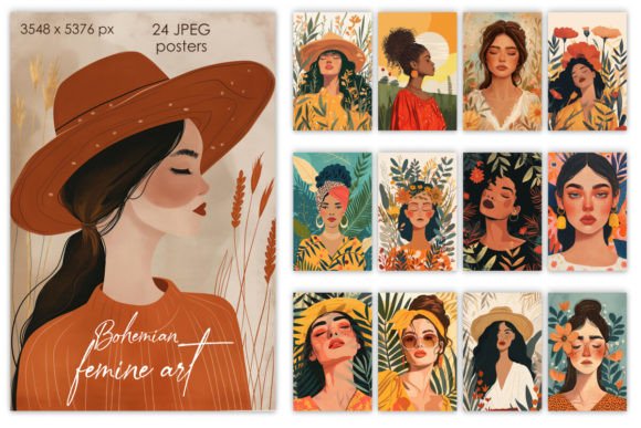 Download Boho Femme Portraits Wall Art_Collection - Premium Bundle
