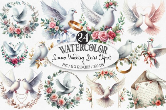 Download Summer Wedding Doves Clipart - Summer wedding Collection