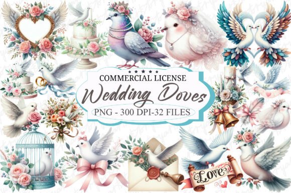 Download Summer Wedding Doves Clipart - Summer wedding Collection
